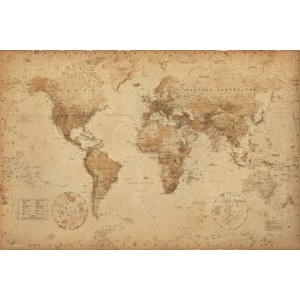 World Map Antique Style Vintage Art Print Poster 36x24 inch   